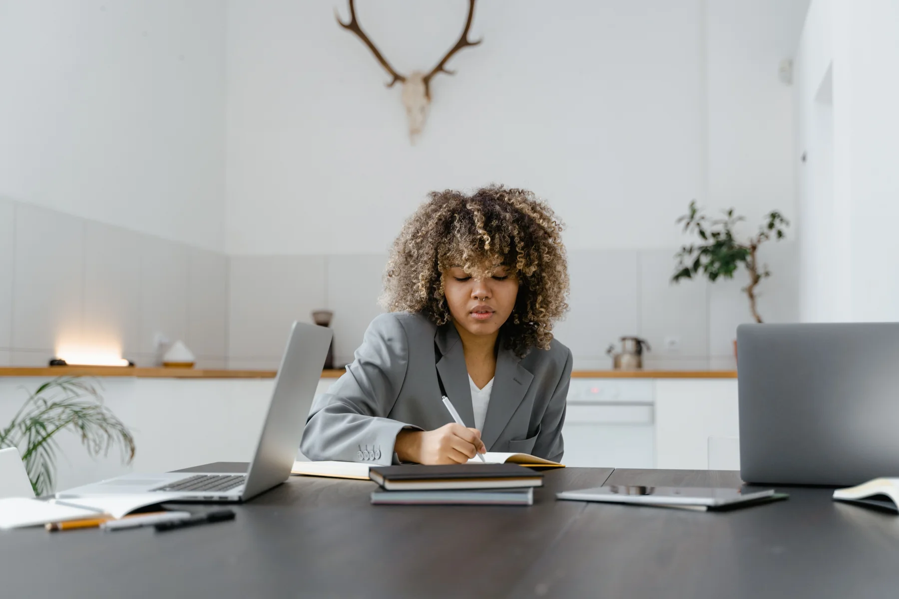 Woman planning at a modern workspace